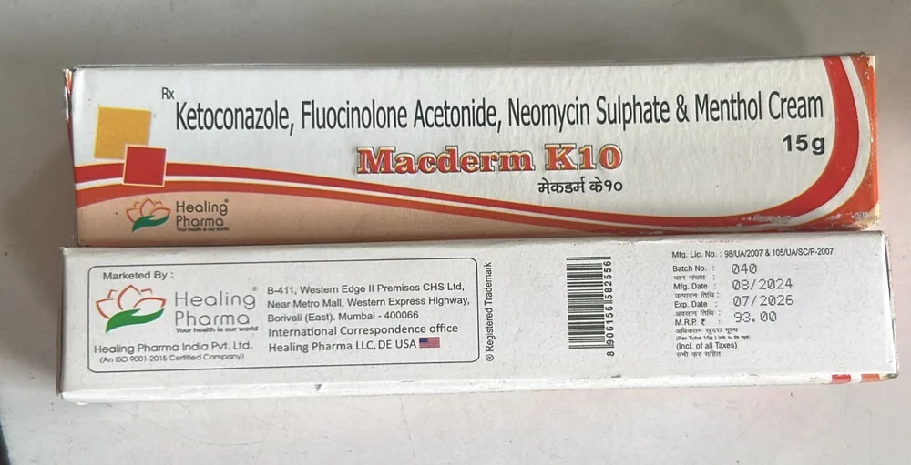 Macderm K10 Ketoconazole,Fluocinolone Acetonide,Neomycin Sulphate & Menthol Cream